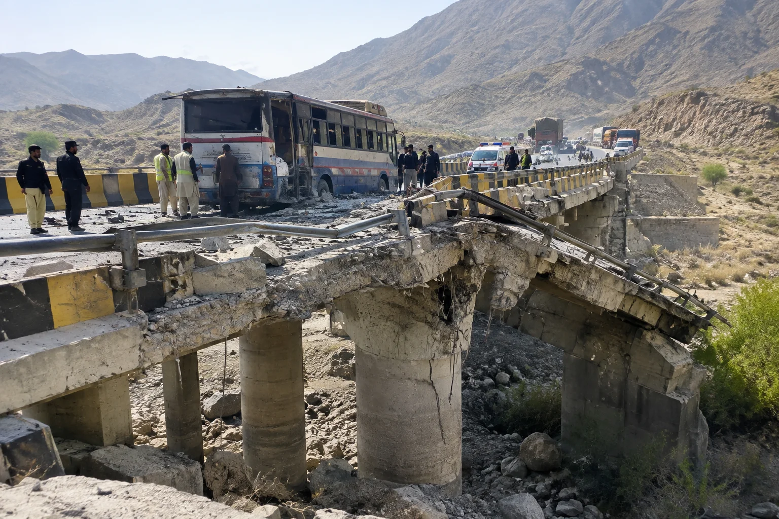 کوئٹہ کراچی شاہراہ پر پل دھماکے سے متاثر