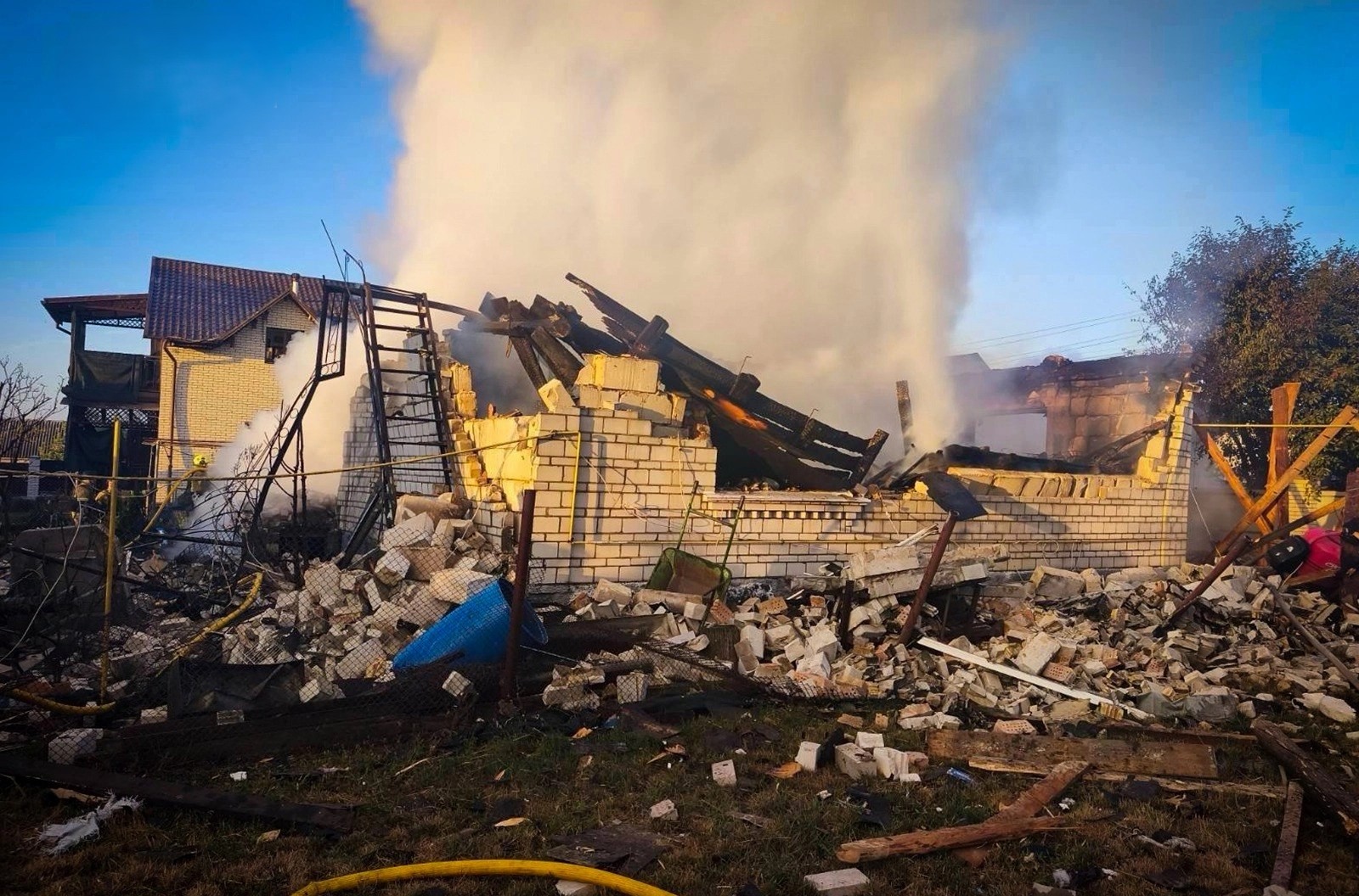 Russian drones strike Kyiv region warehouses